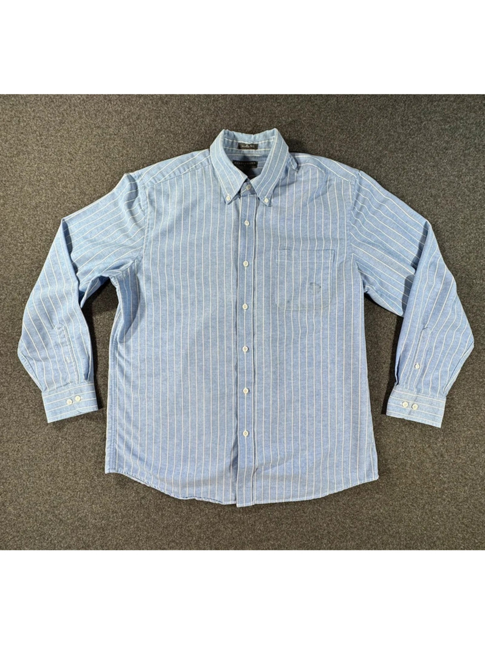 Saddlebred Men's Blue Striped Button Down Shirt - Size L - Wrinkle Free